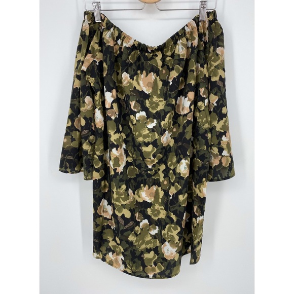 French Connection Green Adeline Pull-On Olive Floral Print Mini Dress - Picture 5 of 12
